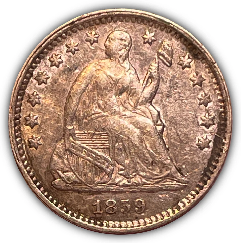 Moneda de medio centavo libertad sentada 1859-O elección extremadamente fina XF+/AU #21205 Foto 1 de 2