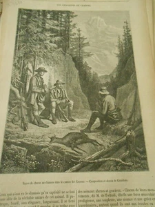 Les Chasseurs de Chamois 1873 Gravure Print Article - Picture 1 of 1