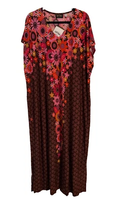 Bob Mackie Wearable Art Retro Maxi Dress Plus Stretch Travel Knit NEW Plus 1X - Image 1 of 4