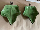 terre provence pottery Green Leaf dish set of 2 ~3.5x2.5”