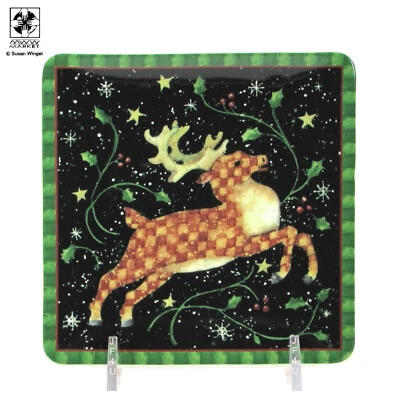 MWW Market PRIMITIVE CHRISTMAS - REINDEER 4.5" Mini Plate Folk Art Susan Winget - Image 1 of 4