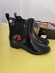 Silky Toes Women's Fashion Chelsea Elastic Slip On Short Rain Boots Black... - Picture 1 of 6