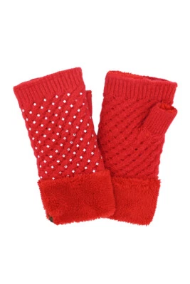 Guantes sin dedos exclusivos de invierno con estrás de color liso para mujer C.C Foto 1 de 3