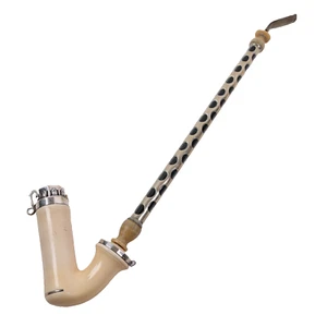 Austrian Meerschaum Pipe Silver Fittings Turn Horn L42cm 20th Century - Picture 1 of 16