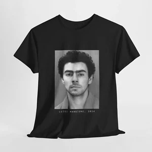 Luigi Mangione 2024 Mugshot Black Tee Shirt - Picture 1 of 4
