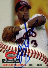 2001 Carolina Mudcats BELVANI MARTINEZ Signed Card autograph AUTO ROCKIES