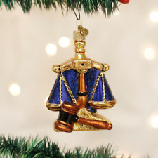 OLD WORLD CHRISTMAS SCALES OF JUSTICE GLASS LAW & JUSTICE  XMAS ORNAMENT 36160