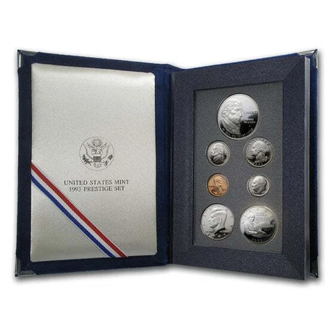 1993-U.S. Prestige Proof Set: 7-Coin Set with Box & COA Cover