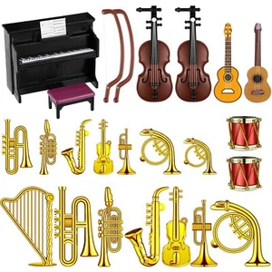 24 Pieces Dollhouse Musical Instruments Miniature Violin Piano Trumpet Saxoph - Picture 1 of 8