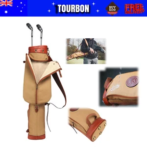Tourbon Sunday Golf Bag-Vintage Canvas & Leather Holds Up to 8 Golf Clubs in USA - Picture 1 of 11