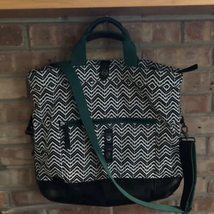 Timbuk2 Tote Bag Canvas Green Black Convertible Fold Geometric Large Expandable - Picture 1 of 14