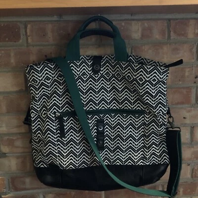 Timbuk2 Tote Bag Canvas Green Black Convertible Fold Geometric Large Expandable - Image 1 of 4