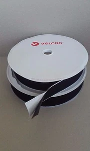 50MM 2" INCH VELCRO® BRAND HOOK OR LOOP BLACK METRES STICKY SELF ADHESIVE TAPE  - Picture 1 of 2
