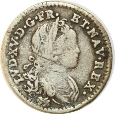 T1969 Rare 10 sols France Navarre Louis XV 1719 T Nantes Argent Silver - Photo 1/2