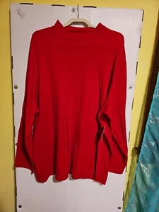 NWT Women's Size 4X Croft & Barrow Solid Red Long-Sleeve Mock Neck Shirt  - Picture 1 of 6