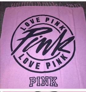 Victorias Secret PINK Beach Blanket Throw Blanket Pink & Black - Picture 1 of 1