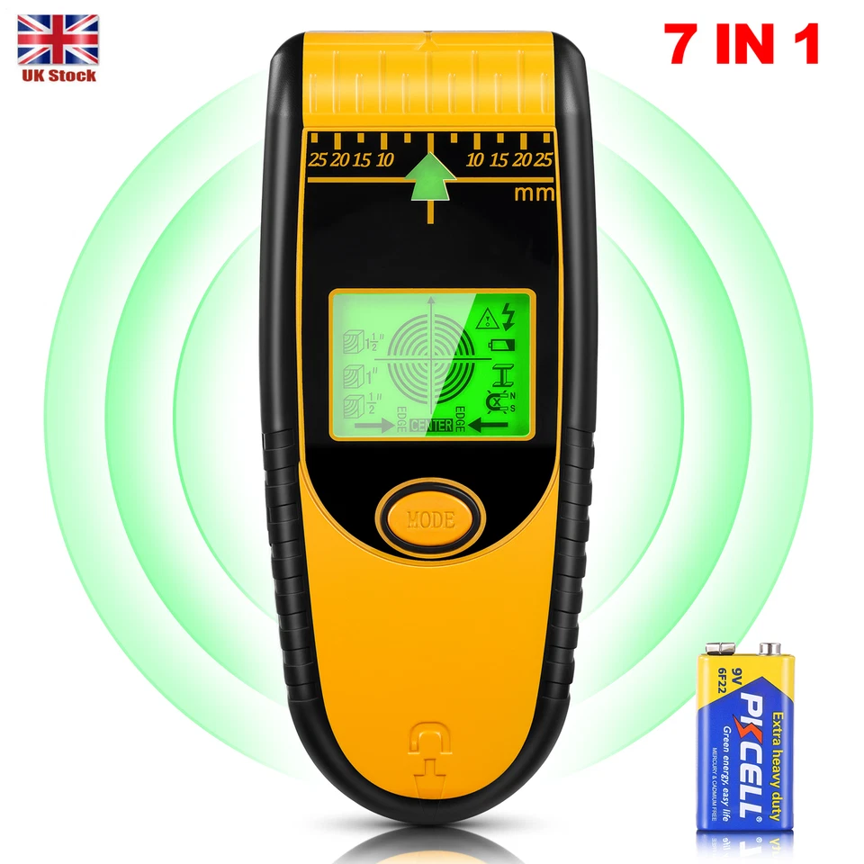 UOCOMDER 7 in 1 LCD Stud Finder Pipe Sensor Metals Wire Detector Electric Wall Scanner