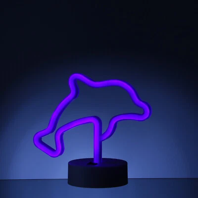 LED NEON Schild DELFIN Neonlicht Neon Dekolampe Leuchtfigur Batterie USB 19cm - Bild 1 von 4