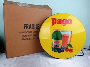 Insegna luminosa PAGO Succhi Frutta Bar Vintage 1999 NOS MAI ESPOSTA in SCATOLA - Picture 1 of 9
