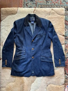 Vintage Polo Ralph Lauren Reitsport Denim Blazer Jacke Cord Kragen Gr. 10 - Bild 1 von 13