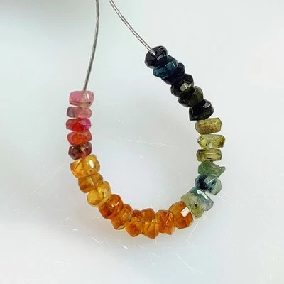 14.03 Ct  Natural Multicolor Tourmaline Round Cut Beads - 7608 - Image 1 of 2