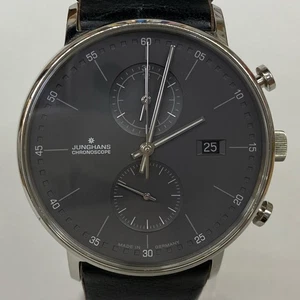 JUNGHANS Chronoscope 041 4876.00 Black Analog Men's Watch No Box Used - Picture 1 of 19