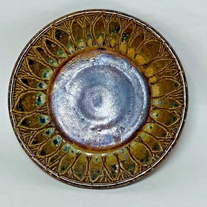 Vintage Ceramic Pottery Handmade Trinket Jewelry Plate Sunflower Kansas - Picture 1 of 7