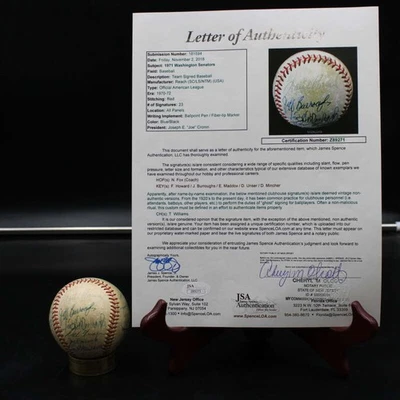 1971 Washington Senators Team Signed Baseball Nellie Fox +22 JSA LOA AZ043 - Image 1 of 4