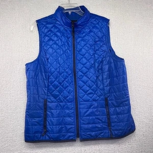 Talbots Woman Quilted Vest Puffer Full Zip Sleeveless Blue Jacket Size XL - Picture 1 of 11