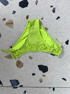 Bright Neon Yellow Bikini Bottoms – Size 10 – Floral Laser Cut Detail - Picture 1 of 5