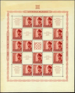 Kroatien NDH 1943, WWII Poglavnik Ante Pavelic kompletter Bogen Mi.# 100, postfrisch - Bild 1 von 2