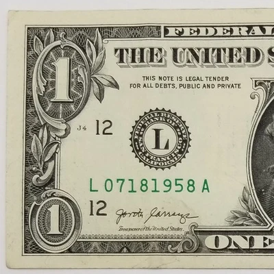 Birthday Dollar Bill July 18, 1958 Serial Number Gift Note $1 U.S. Series 2017 L - Image 1 of 4