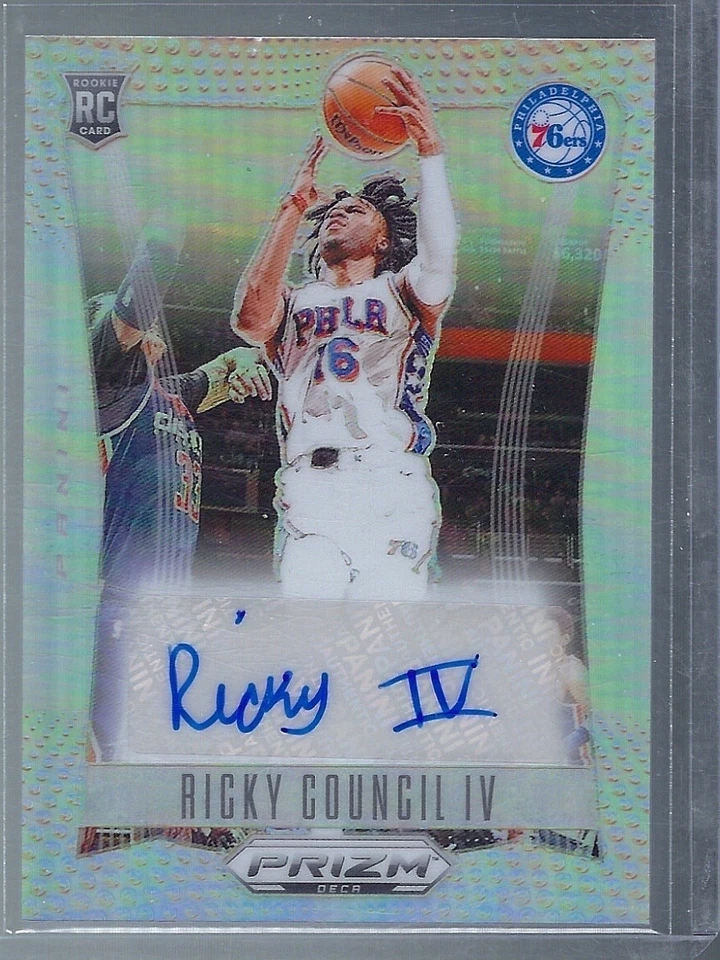 2023-24 Panini Prizm Deca Ricky Council IV #DS-RCO Silver Prizm Auto RC 76ers - Image 1 of 2