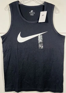 Nike Swoosh T-Shirt Tank Top Black White Mens Size Medium NWT FB9764-010 - Picture 1 of 10