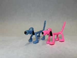 Vintage Bendable Bendy Wire Rubber LOT OF 2 Puppy Dog Pink Blue With Wear - Picture 1 of 20