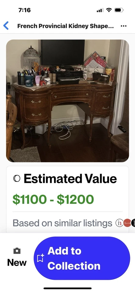 ESCRITORIO PROVINCIAL FRANCÉS EN FORMA DE RIÑÓN Foto 1 de 1