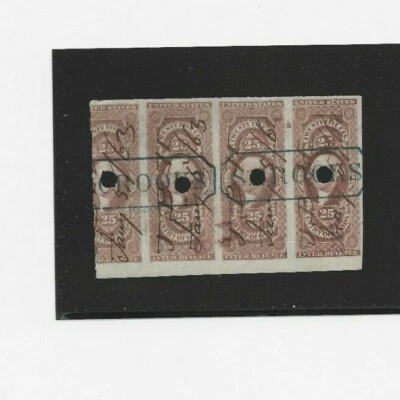 US REVENUE # R45a   25c Entry of Origin-Strip of 3 1/2  USED  all dated 1-5-1863 - Image 1 of 4