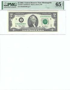 2003 $2 FRN FR1937-I PMG 65 EPQ, Minneapolis, I04202639*!!! - Picture 1 of 2
