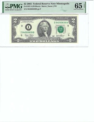 2003 $2 FRN FR1937-I PMG 65 EPQ, Minneapolis, I04202639*!!! - Image 1 of 2