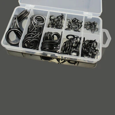 NEW 75PCS Stainless Steel Fishing Rod Guide Tip Repair Kit Eye Ring Set With Box - Image 1 of 4