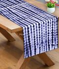 Tischdecke aus ethnischer Baumwolle Canvas Tischläufer Shibori blau gestreift gefärbt