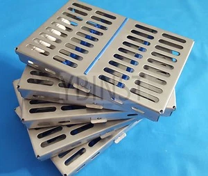 5 DENTAL SURGICAL AUTOCLAVE STERILIZATION CASSETTES RACKS BOX FOR 10 INSTRUMENTS - Picture 1 of 4