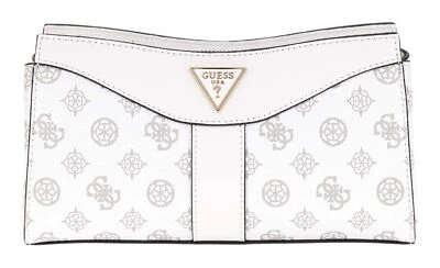 GUESS Dorys Top Zip Crossbody Bag Umhängetasche Tasche White Logo weiß hellgrau - Bild 1 von 3