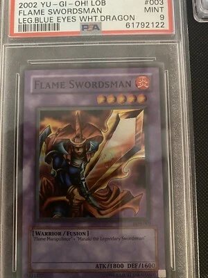 Yu-Gi-Oh 2002 Flame Swordsman LOB 3 PSA 9 Mint RARE - Image 1 of 4