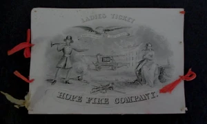 1840s HOPE FIRE COMPANY Ladies Ticket Engine 31 "We Hope to Conquer and to Save" - Picture 1 of 2