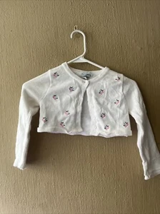 Rare Editions Girls white Cardigan size 5 long Sleeve 100% cotton embroidery - Picture 1 of 5