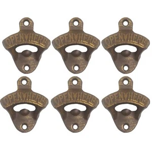 Bottle Opener Wall Mounted Beer Cap Opener, Cast Iron Soda Bottle Top (Pack of6) - Picture 1 of 5