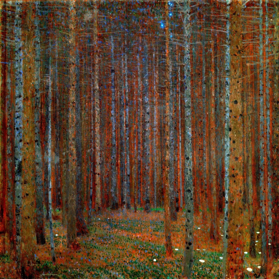 Gustav Klimt Tannenwald (bosque de pinos), 1902 pintura al óleo repro 36"x36" Foto 1 de 1