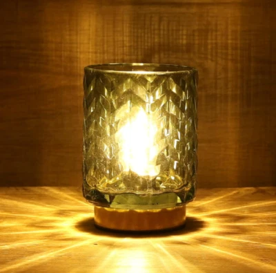LUSHARBOR Battery Operated Lamp w/ Timer Glass Finish Bedside/Living Room *NEW* - Image 1 of 4