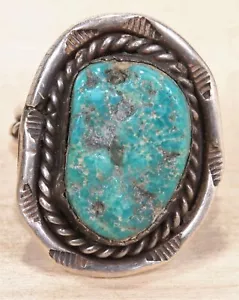 Vintage Handmade Sterling Silver Turquoise Stone Size 9 Ring X107A - Picture 1 of 6